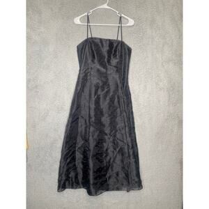 Vintage Betsy Adam womens black polka dot maxi dress prom formal dark corset10